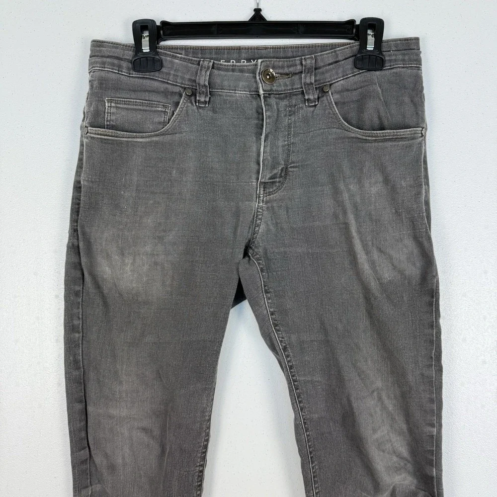 Perry Ellis Skinny Fit Stretch Jeans Men's 30x30 Gray Cotton Blend Low Rise